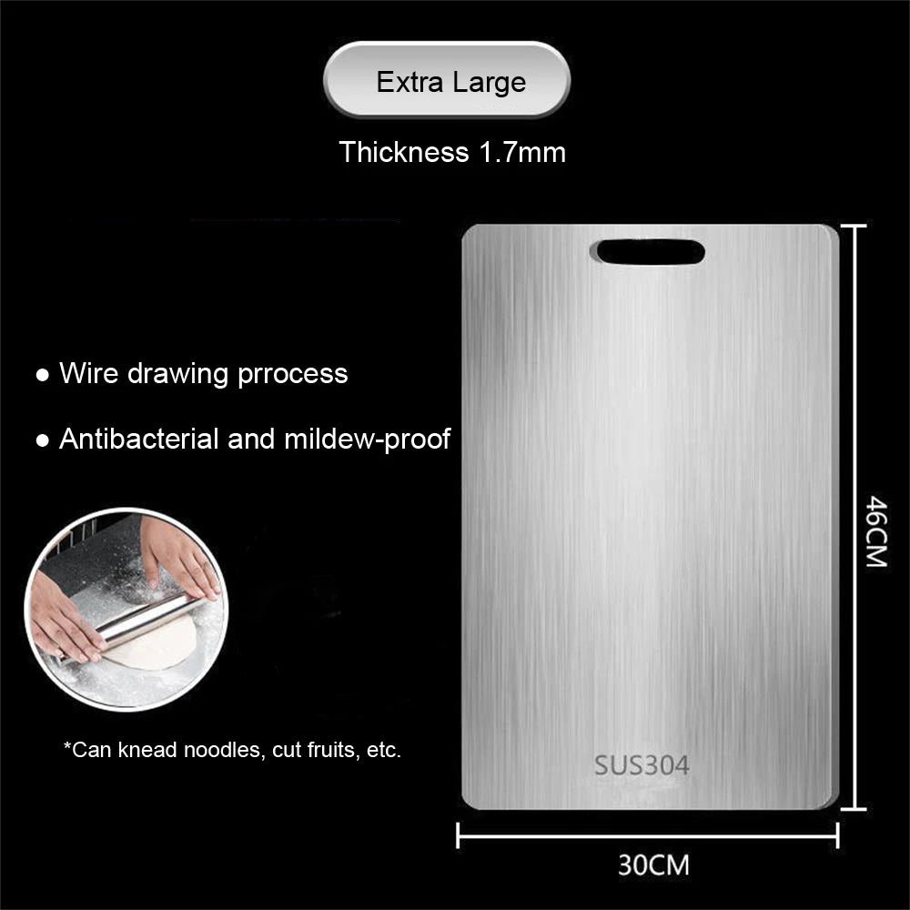 Premium Food Grade Stainless Steel Cutting Board — Hygienic Non Porous Chopping Board for Meat Fish Vegetables and Professional Meal Prep