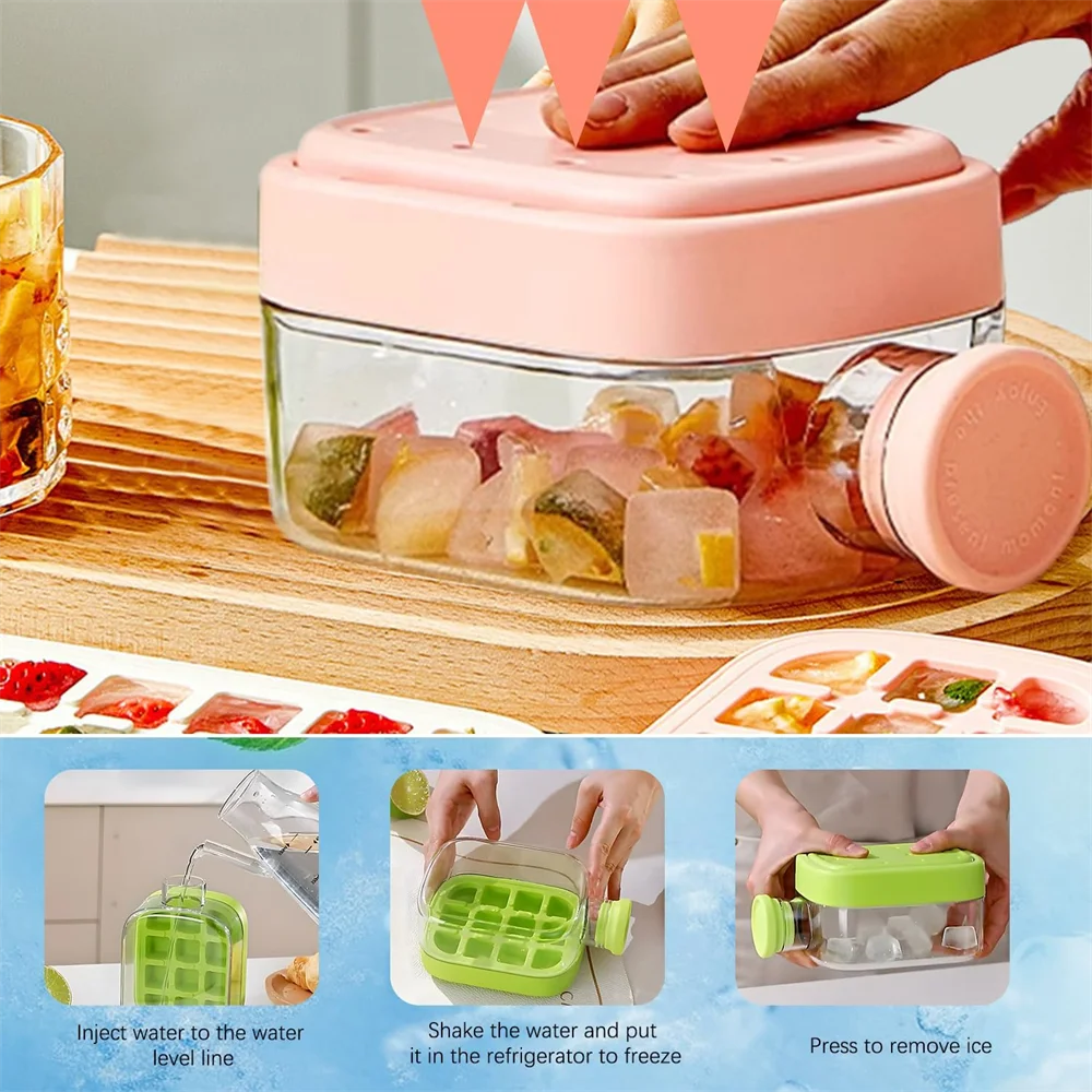 Ice Cube Water Bottle with Straw