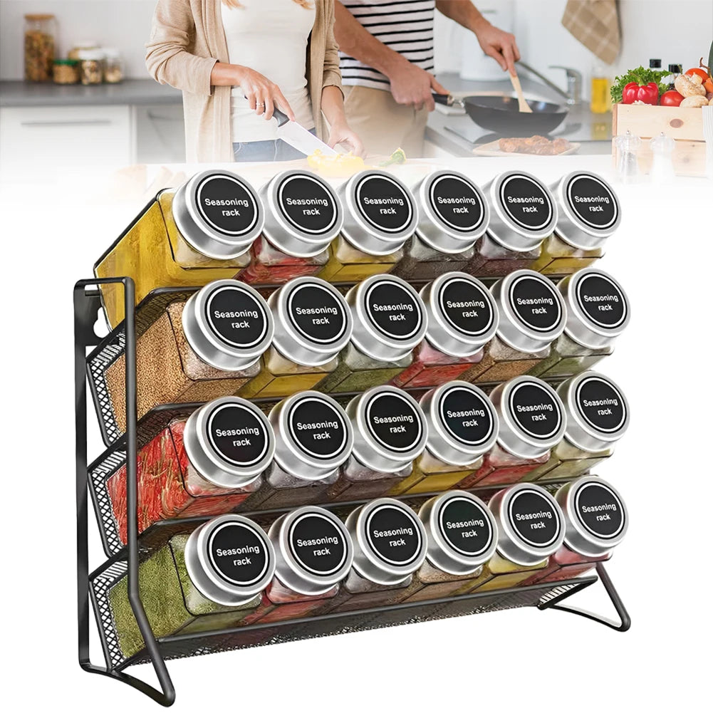 4-Tier Wall Mounted Spice Rack-Jars not included