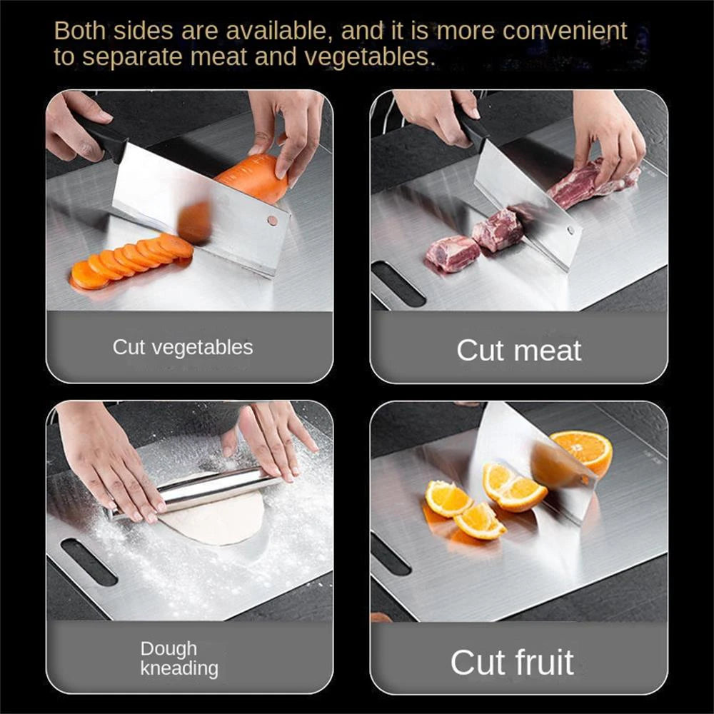 Premium Food Grade Stainless Steel Cutting Board — Hygienic Non Porous Chopping Board for Meat Fish Vegetables and Professional Meal Prep