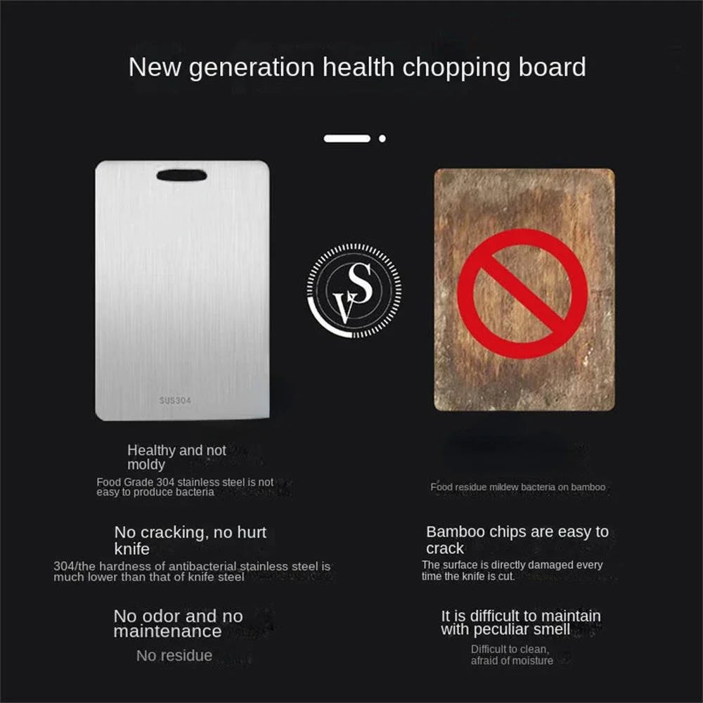 Premium Food Grade Stainless Steel Cutting Board — Hygienic Non Porous Chopping Board for Meat Fish Vegetables and Professional Meal Prep