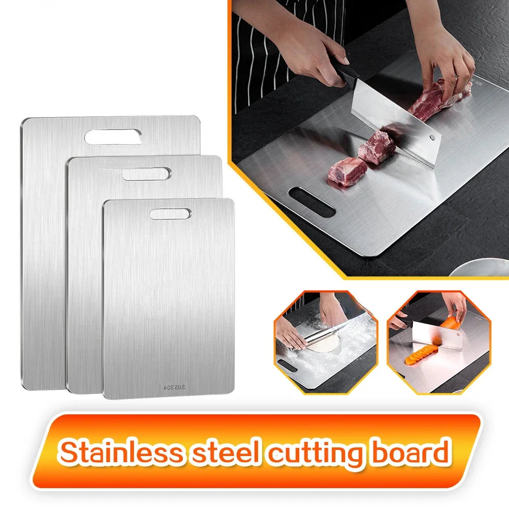 Premium Food Grade Stainless Steel Cutting Board — Hygienic Non Porous Chopping Board for Meat Fish Vegetables and Professional Meal Prep