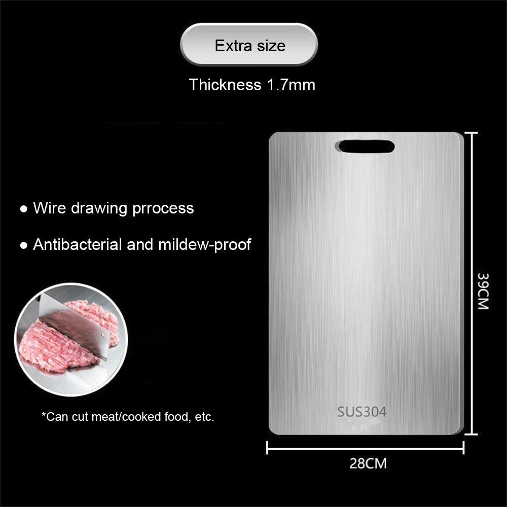 Premium Food Grade Stainless Steel Cutting Board — Hygienic Non Porous Chopping Board for Meat Fish Vegetables and Professional Meal Prep