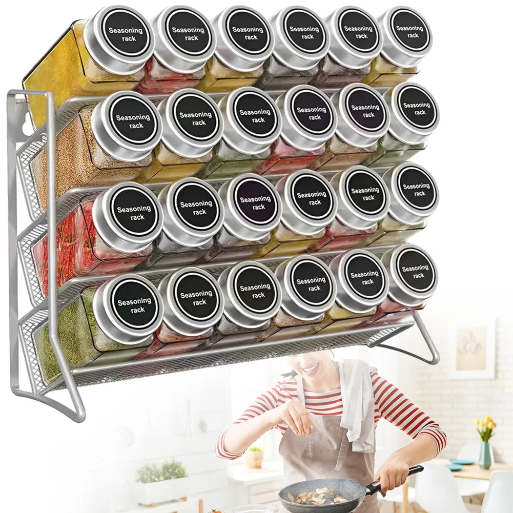 4-Tier Wall Mounted Spice Rack-Jars not included