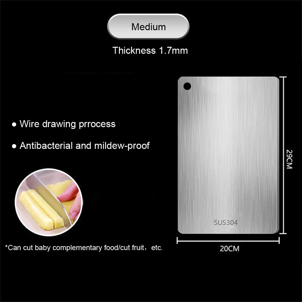Premium Food Grade Stainless Steel Cutting Board — Hygienic Non Porous Chopping Board for Meat Fish Vegetables and Professional Meal Prep