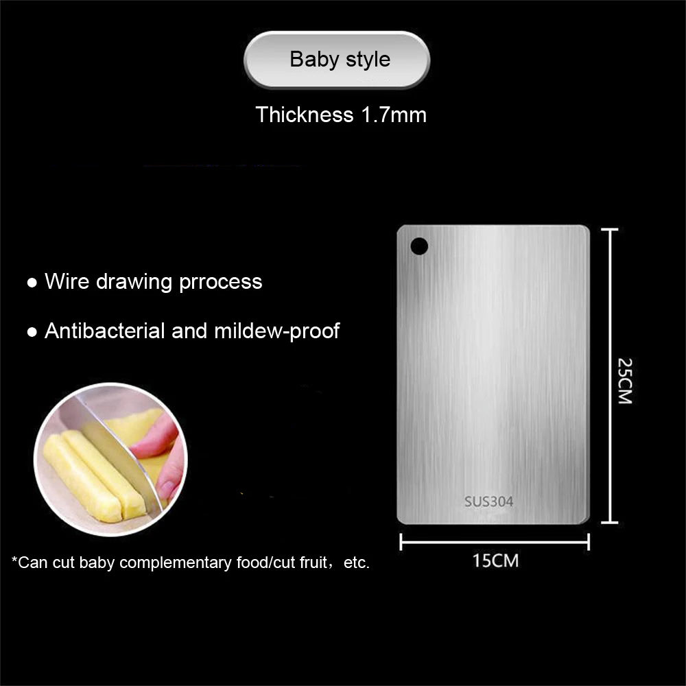 Premium Food Grade Stainless Steel Cutting Board — Hygienic Non Porous Chopping Board for Meat Fish Vegetables and Professional Meal Prep