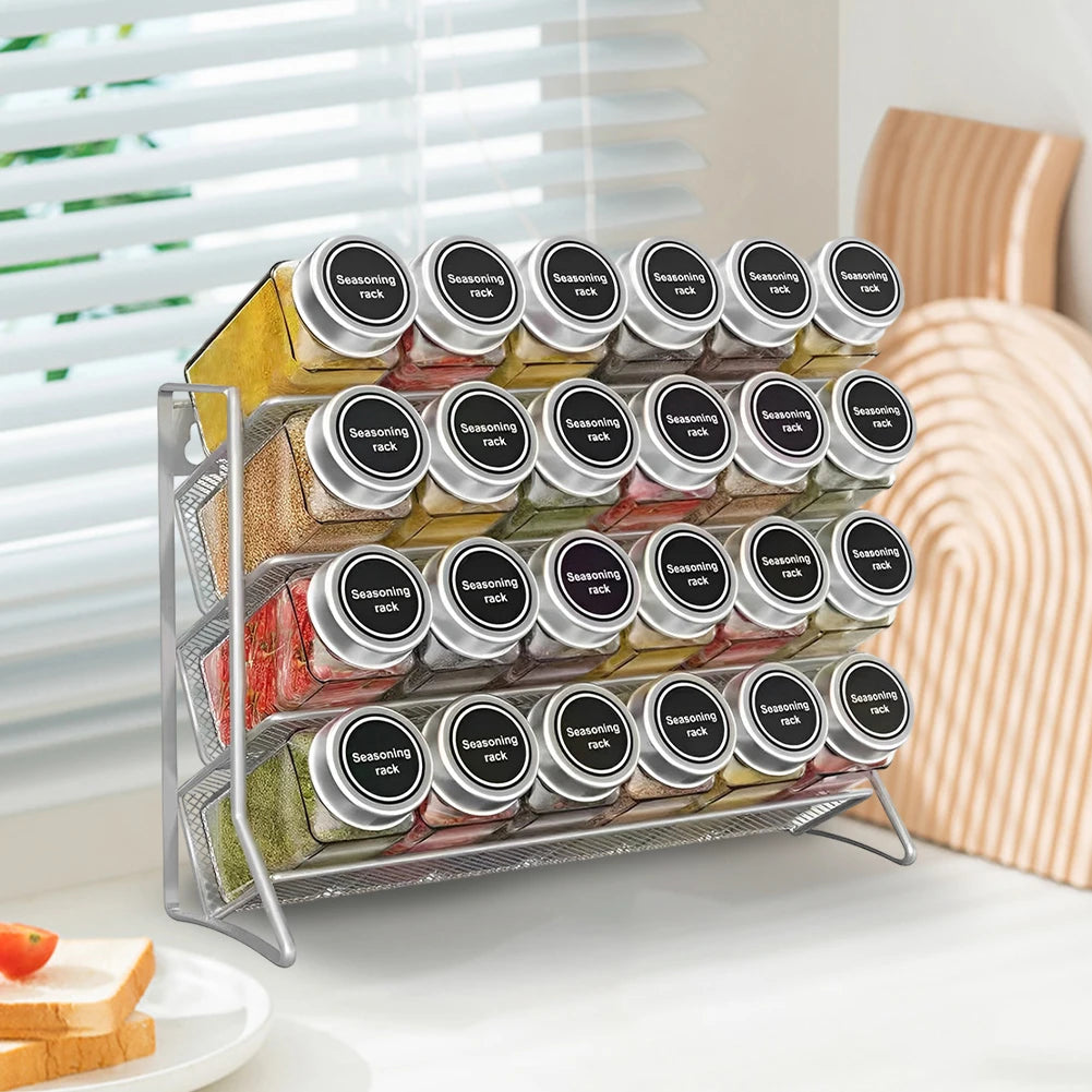 4-Tier Wall Mounted Spice Rack-Jars not included