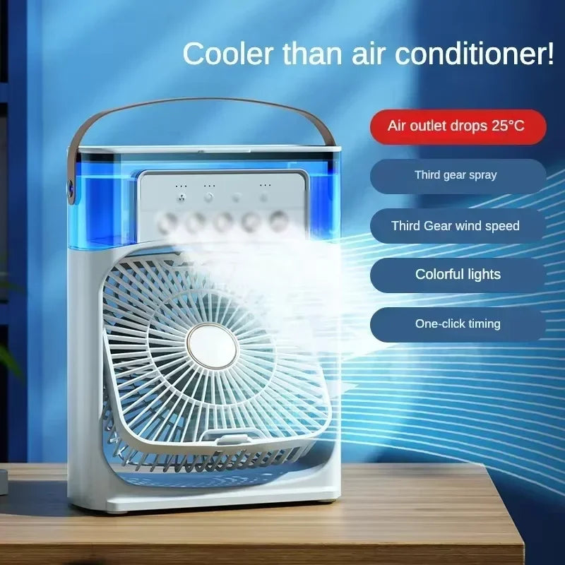 3-in-1 Portable Fan, Air Cooler & Humidifier | USB Ice Cool Mist Fan | Desk & Bedside