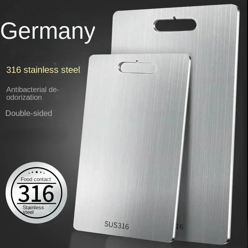 Premium Food Grade Stainless Steel Cutting Board — Hygienic Non Porous Chopping Board for Meat Fish Vegetables and Professional Meal Prep